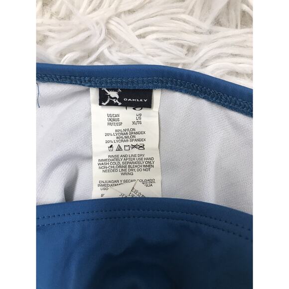 Pre-Owned Oakley Women's Juniors Bathing Suit Bikini Bottom Blue Pink Lg wimwear - Picture 5 of 5